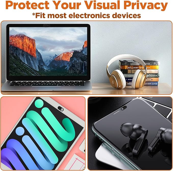 64Pcs Webcam Cover, Ultra Thin Laptop Camera Cover Slide for Laptop/Cell Phone/PC/Tablet PC Accessories Camera Blocker Slider, Great for Privacy - Black