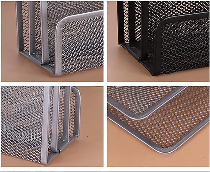 VANRA 2 Small Letter Sorters Desktop Envelopes Holder Organizer Metal Mesh | 2 Pack Desk Letter Organizer 4 Compartments Bills Holder Paper Sorter Letter Tray for Office School Storage (Silver)