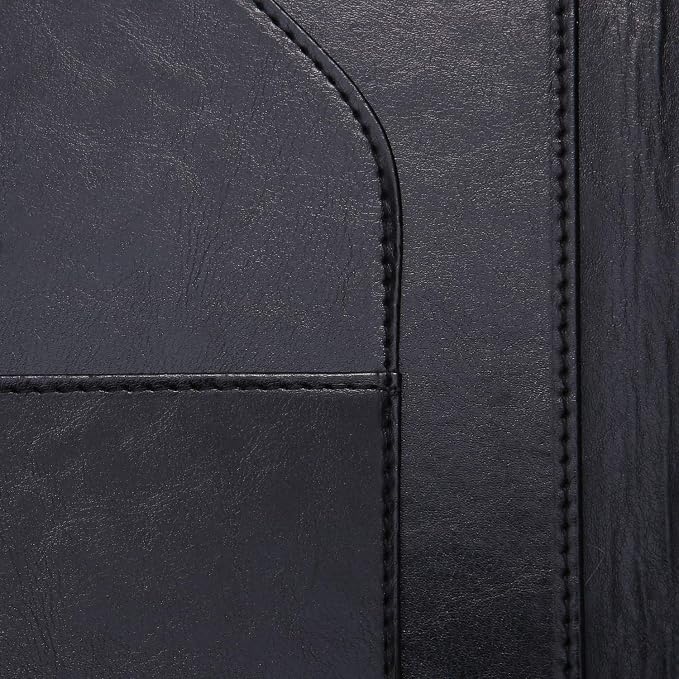 Padfolio Portfolio Resume Folder with Pocket, Premium Faux Leather Interview Writing Legal Pads Document Organizer Portfolio with Business Card Holder (Black)