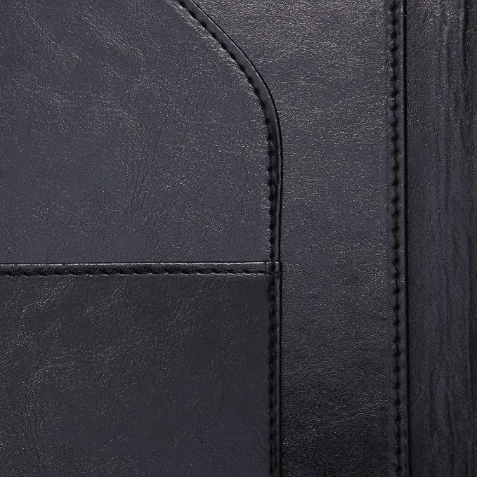 Padfolio Portfolio Resume Folder with Pocket, Premium Faux Leather Interview Writing Legal Pads Document Organizer Portfolio with Business Card Holder (Black)