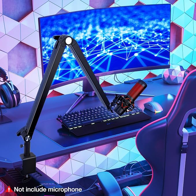 Blue Yeti Boom Arm with Extension Tube - Mic Boom Arm Compatible with Blue Yeti, Adjustable Boom Height Microphone Stand for HyperX QuadCast, Shure MV7, Rode, and Most Gaming Mic By SUNMON