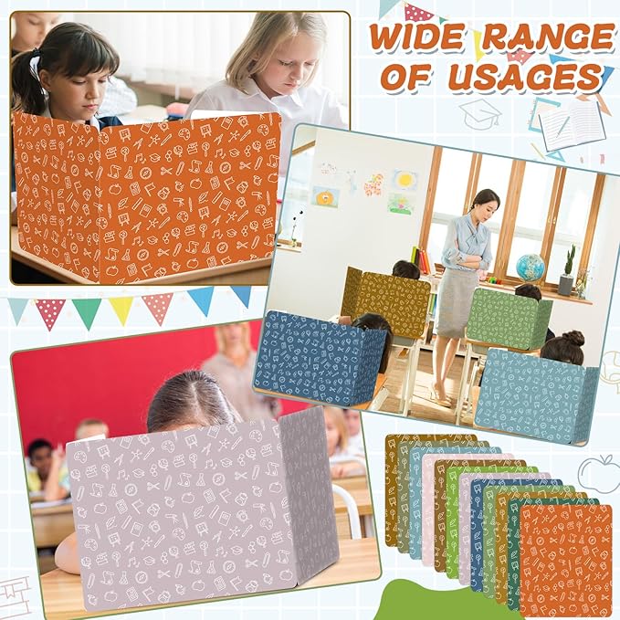 gisgfim 24 Pack Privacy Shields for Student in 12 Boho Colors Desk Dividers Durable Privacy Folders Testing Dividers Shield Study Boards Panel Partition for Classroom Teacher Back to School Supplies