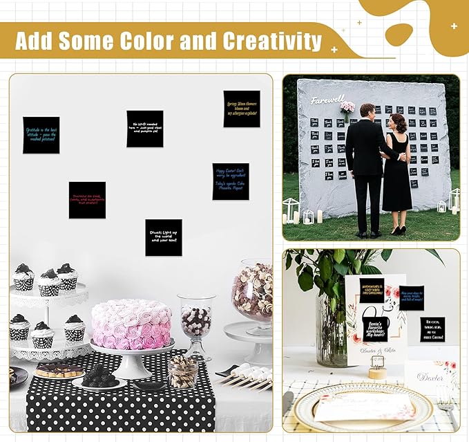 600 Sheets Black Sticky Notes 3x3 inch, 6 Pads Super Self-Stick Notes, 100 Sheets/Pad,Aesthetic Sticky Pads for Office, School, Home,Hospital Supplies Colored Gel Pens, Notepad