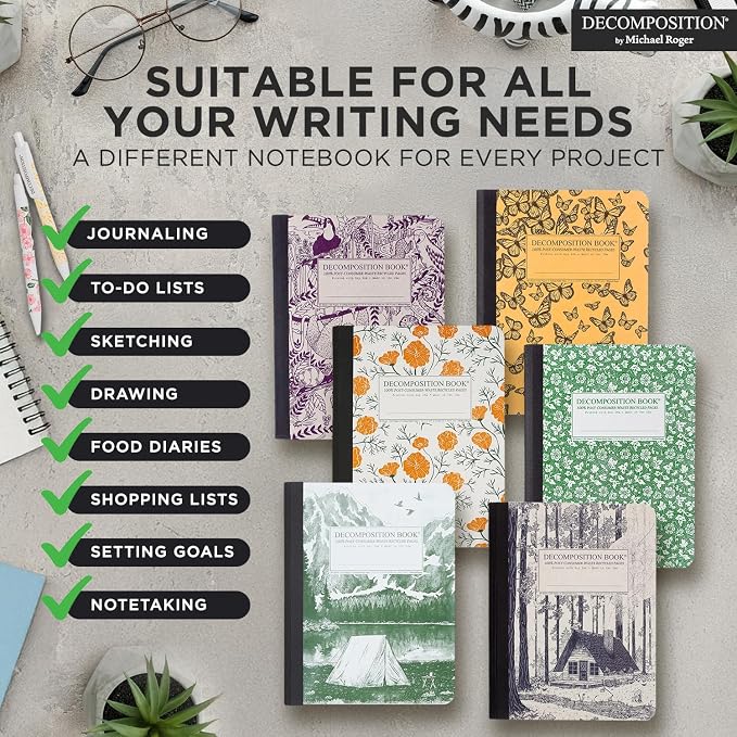 Decomposition Rainforest College Ruled Composition Notebook - 9.75 x 7.5 Journal with 160 Lined Pages - Notebooks for School Supplies, Home & Office - 100% Recycled Paper - Made in USA