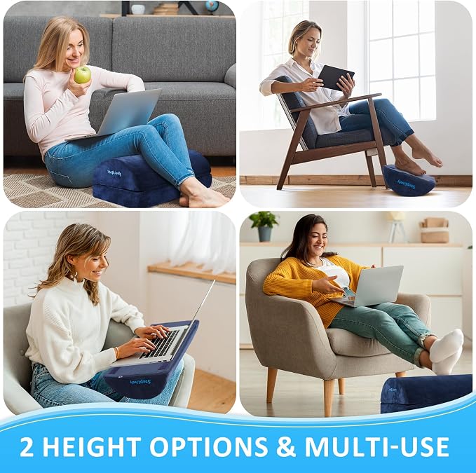 StepLively Foot Rest for Under Desk at Work, Comfortable Foot Stool with 2 Adjustable Heights, Footrest with Washable Cover, for Back & Hip Pain Relief, Suitable for Office, Home, Car, Blue, X-Large