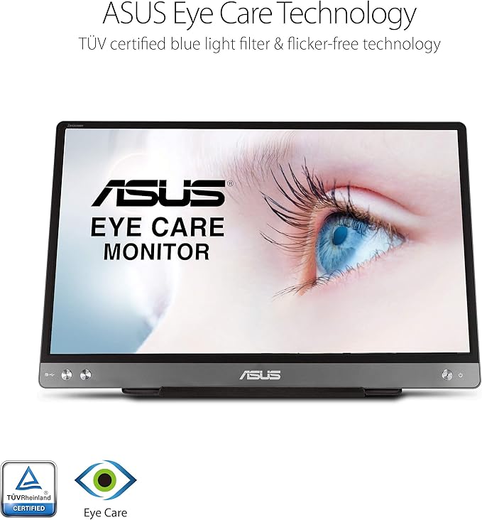 ASUS ZenScreen MB14AC 14” Portable USB Type-C Monitor, 1080P Full HD, IPS, Eye Care, Anti-Glare Surface, External Screen for Laptop, Hybrid Signal Solution