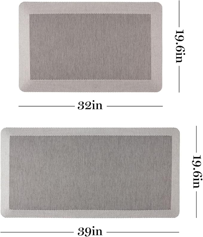 Martha Stewart Mira Modern Heathered Anti-Fatigue Air-Infused Kitchen Mat, Grey, 19.6"x32"