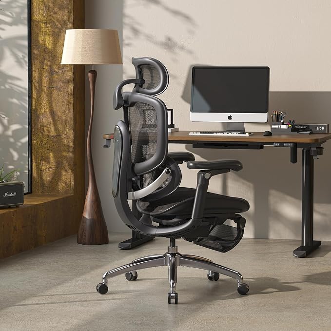 SIHOO Doro C300 Pro V2 Ergonomic Office Chair with Footrest & Full-Body Adaptive Support, 8D Armrests & Breathable Mesh, Comfy High Back Computer Desk Chair for Long Hours, 135° Recline (Jet Black)
