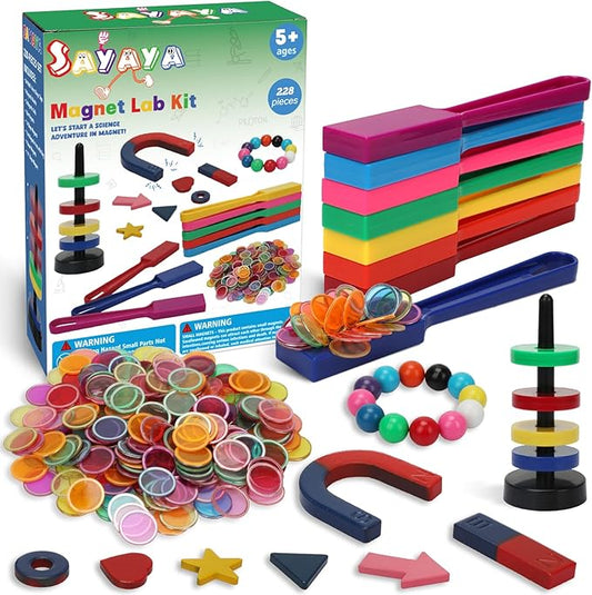 228 PCS Magnetic Science Kit for Kids - Magnetic Balls, Bingo Wands with Chips, DIY Magnet Toys for Kindergartners, Back to School Supplies, Educational Learning Activities for Classroom