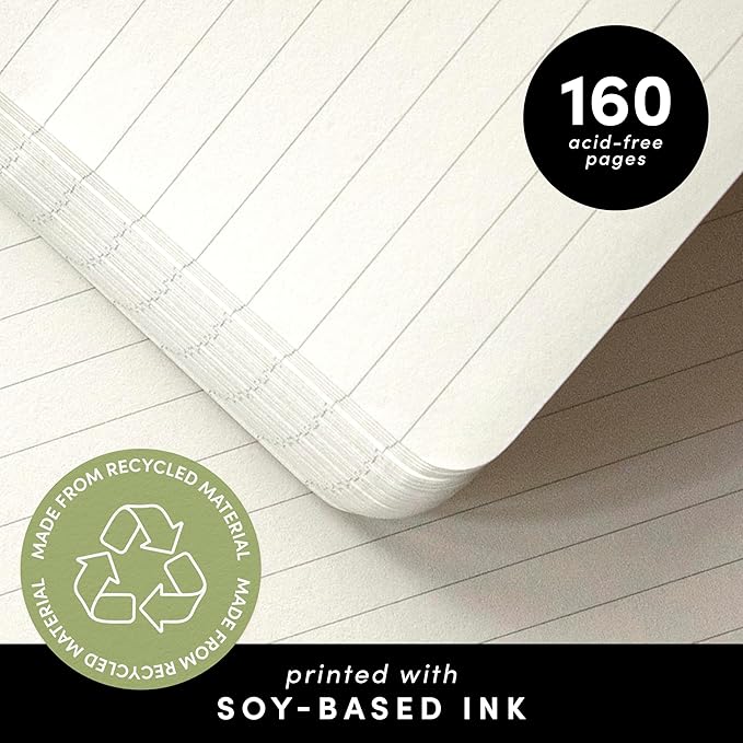 PAPERAGE Recycled Lined Journal Notebook, (Kraft), 160 Pages, Medium 5.6 in x 8 in - 100 GSM Thick Paper – College Ruled, Hardcover Journaling Notebook for Work, School & Note Taking
