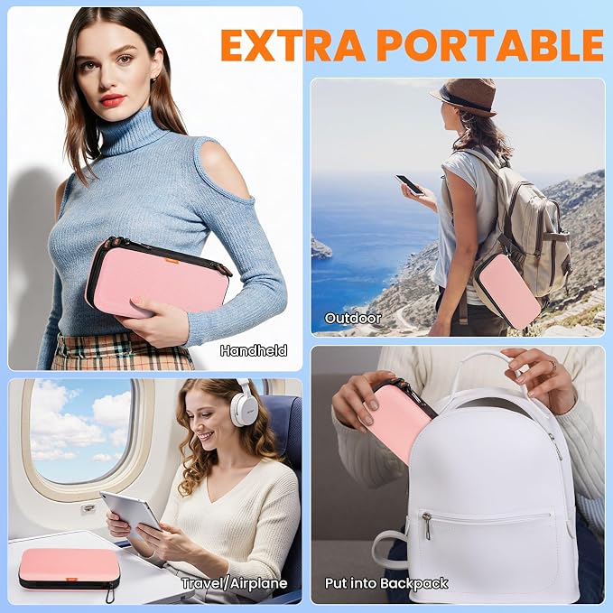 Double-Layer Hard Carrying Case with Multiple Pocket - Portable Electronics Organizer Travel Case for Women, Girl - Roomy Zipper Pouch Bag for Charger, Phone, Power Bank, Cable, Cord, Tech Accessories