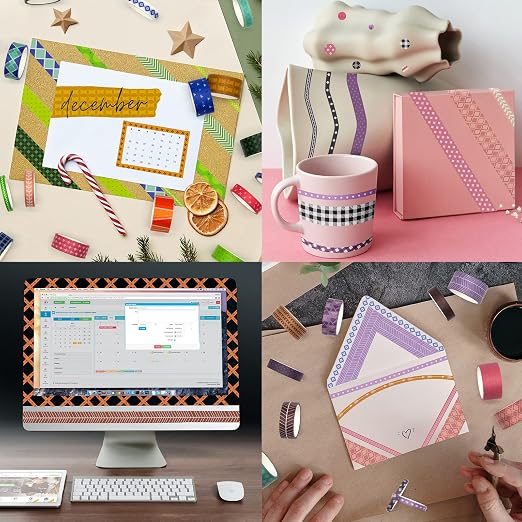 KOVANO 60 Rolls Washi Tape Set - Decorative Adhesive Masking Tape for Scrapbooking Supplies,DIY Crafts,Bullet Journals,Gift Wrapping,Party Decorations and Planners,Each Roll 5.4yd Total 328yd