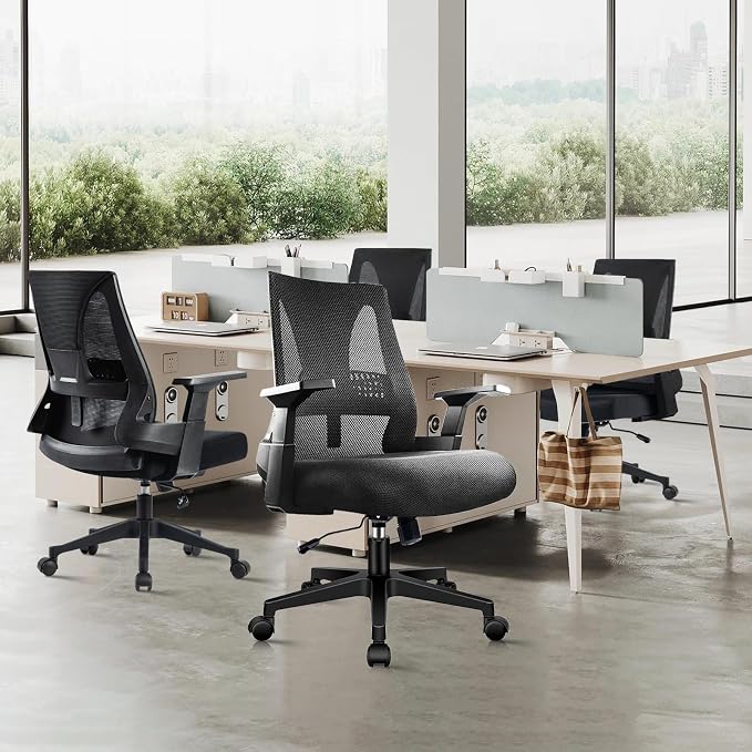 CLATINA 500lbs Big and Tall Office Chair Heavy Duty Mesh Ergonomic Computer Chairs with Adjustable Lumbar Support and Wide Comfy Seat for Home Office Conference Heavy People, Black, 8 Pack