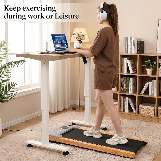 Electric Standing Adjustable Height Desk 48'' x 24''Sit Stand Desk with Charging Station, 2 USB Ports, 3 Power Outlets, 27''-46'' Lifting Range Computer Workstations(Oak)