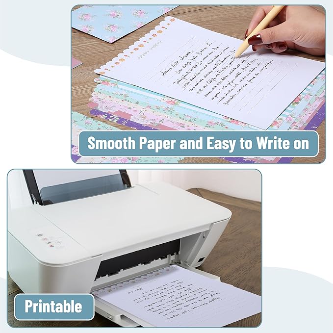 Mr. Pen- Stationery Writing Paper Set with Envelopes, 7.5" x 10.2", 32 Letter Sheets & 16 Envelopes, Smooth Printable Letter Paper for Handwritten Notes, Personal Letters, Invitations, Office & Home