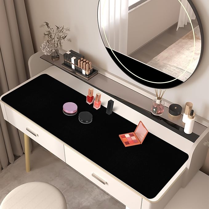 Leather Desk Pad Mat, Long Mouse Pads for Desks Non-Slip, Black Desk Matt for Desktop, Waterproof Computer Mat Desktop Protector for Office/Study/Home/Decor (47.2" x 16.9")