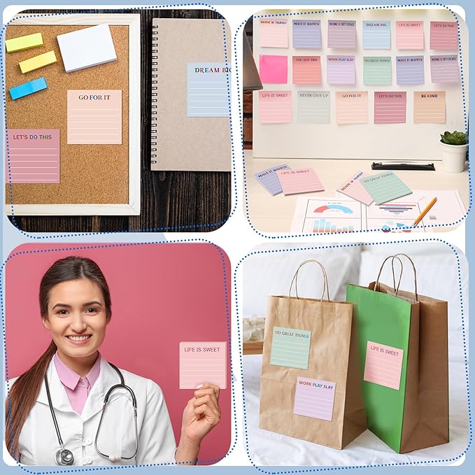 Yinder 24 Pcs Inspirational Sticky Notes Thank You Gift Motivational Sticky Note Pad Employee Appreciation Gift Bulk for Staff Coworker Teacher Nurse Office Groups 3 x 3'' (Motivational,Aesthetics)