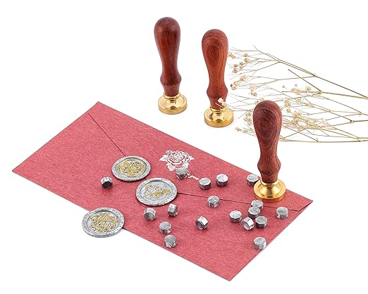 Yoption 360 Pcs Silver Octagon Sealing Wax Beads for Wax Seal Stamp with 4 Candles and 1pcs Melting Spoon
