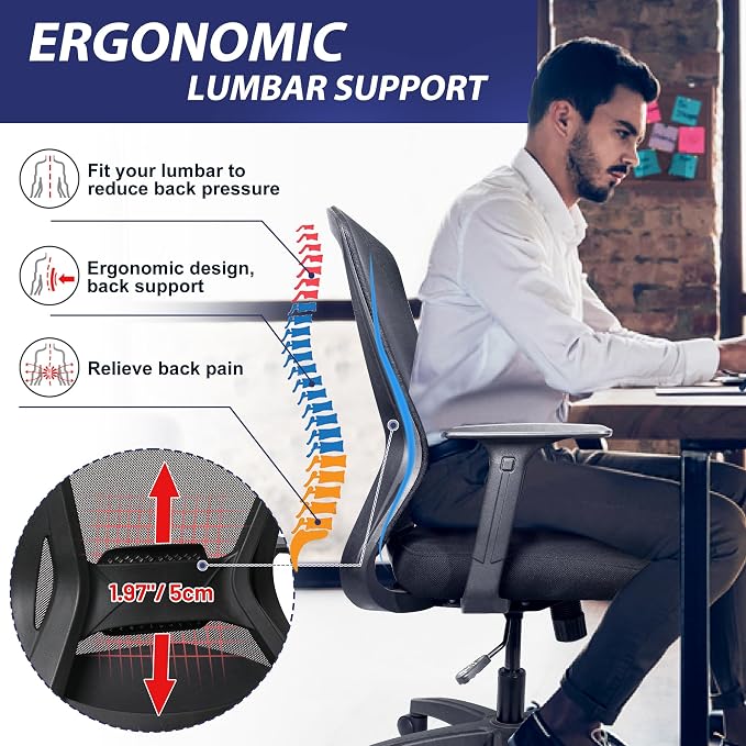 Ergonomic Swivel Large Cushioned Computer Office Desk Task Chair with Adjustable Height for Heavy People Work