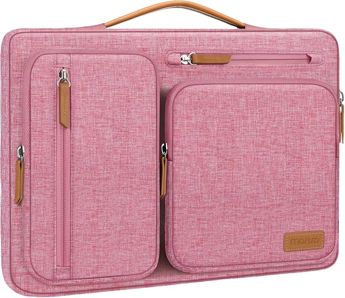 MOSISO 360 Protective Laptop Case 16 inch, 15-15.6 inch Laptop Sleeve Compatible with MacBook Pro 16, HP Acer Dell Lenovo ASUS, Side Open Carrying Case with 4 Zipper Pockets&Handle, Dusty Rose
