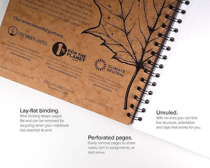 Unruled Classic Blank Spiral Notebook, 60lb Premium Plain Paper, 70 Sheets, Recycled and Sustainable, 10.5" x 8", 3 Pack, Assorted Foil/Wire
