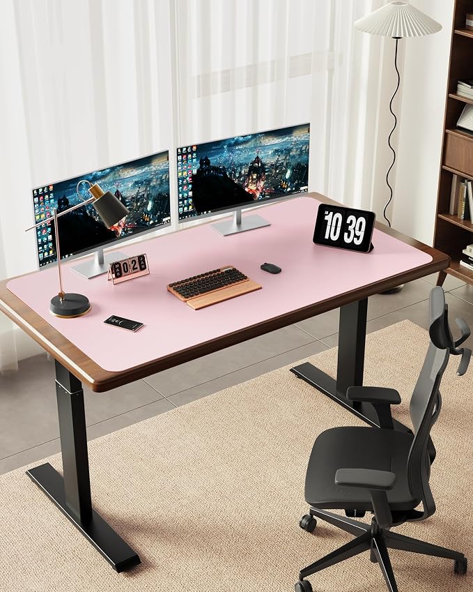 YSAGi 55" x 24" Large PU Leather Desk Mat for Keyboard and Mouse - Waterproof Non-Slip Desk Pad Protector for Office, Home, Writing Desk, Pink