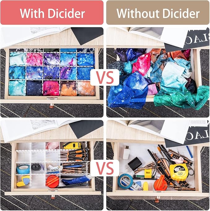 85Pcs Drawer Dividers, Adjustable Drawer Organiser, Cut at Will for Tidying Clutter Clothes, Socks, Makeup, Dresser, Kitchen Black