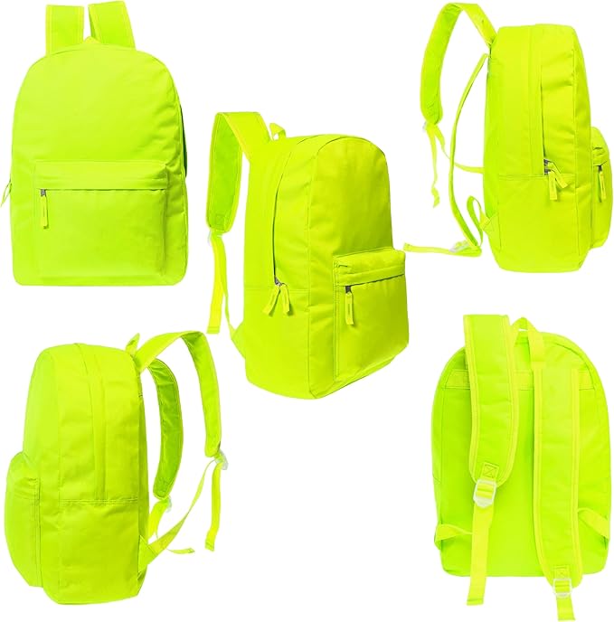 Moda West 17 Inch Bulk Backpacks with School Supplies Kits - Pens, Pencils, Crayons - Case of 12 Wholesale Backpacks Assorted Colors