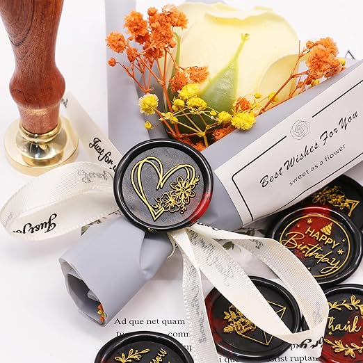 SWANGSA Blessing Wax Seal Stamp Kit with 450pcs Sealing Wax Beads, 2 Pens and Spoon for Wedding, Invitations, Cards, Envelope, Christmas