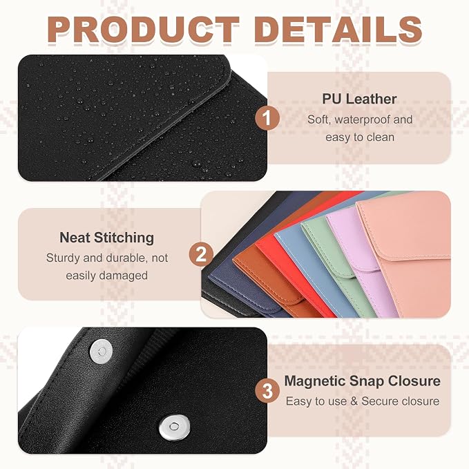 PATIKIL 2Pcs PU Leather A4 File Folder, Document Holder Envelope Waterproof Napa Texture Filing Organizer Portfolio Folder Case with Magnetic Snap Closure for Home Office, Black, Brown