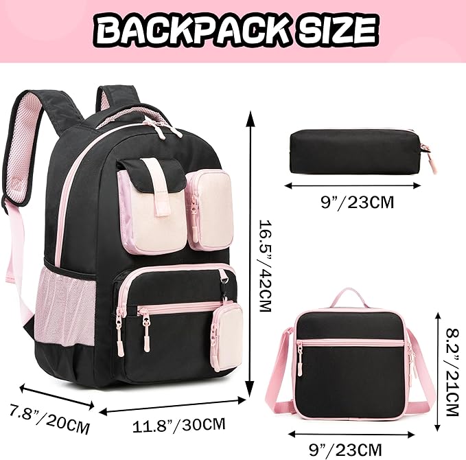 Cute Backpack for Girls Aesthetic Backpack School Backpack for Girls Backpack with Lunch Box Back to School Supplies