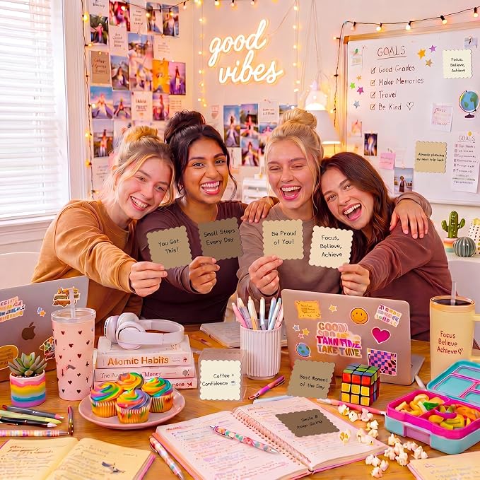 Epakh 10 Pack Scalloped Sticky Notes Bulk 3"x3" Cute Aesthetic Memo Pads 5 Gradient Colors Wavy Self Notepads for Office Study and Daily Life Organization, 300 Sheets(Brown)