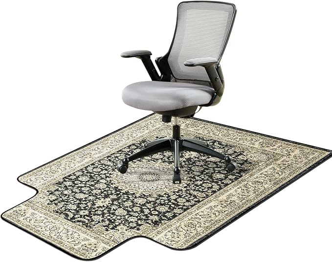 46" X 60" Office Chair Mat for Hardwood and Tile Floors, Under Desk Chair Mat for Carpet Protector Rolling Computer Chairs, Machine Washable Non-Slip Area Rug, Black