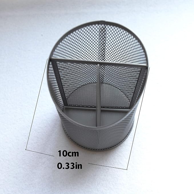 Fengtaiyuan T07, Silver Metal Wire Mesh Pencil Holder, Desktop Organizer (Silver-T07)