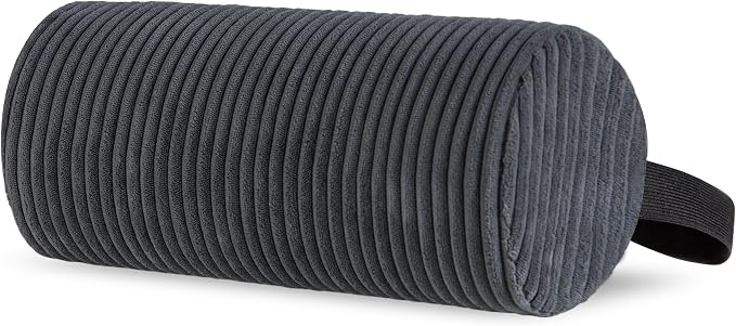 Lumbar Roll Lumbar Support Pillow for Office Chairs, Cars, and Gaming Chairs, Back Cushion with Washable Cover & Adjustable Strap to Relieve Back Pain and Improve Posture, 11"x6"x5", Dark Grey