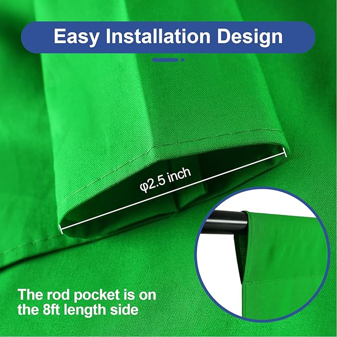EMART Green Screen Backdrop, 8 x 10 Ft Photography Greenscreen Background Sheet Fabric Kit for YouTube Video Streaming Zoom, Small Photo Chromakey Cloth Curtain with 4 Clip