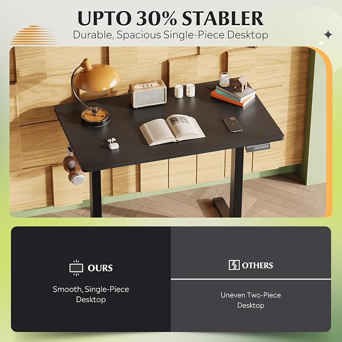 DEVAISE 40 Inch Standing Desk with One-Piece Top, Ergonomic Computer Desk, Black