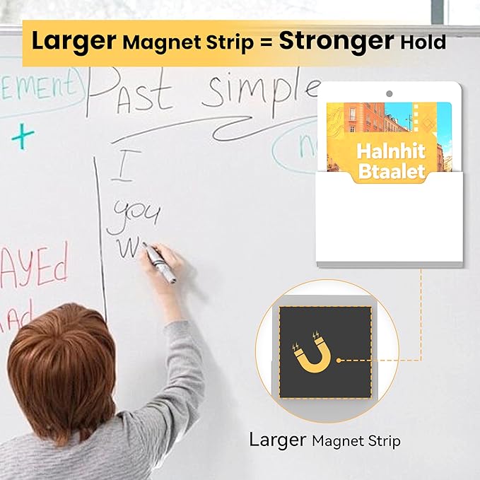 DALTACK Magnetic File Holder, File Folder Desk Organizer for Wall, Powerful Magnetic Clipboard for Mail, Paper, Book, Magazine, Letter, Desk Organizers and Accessories for Office Supplies, 2 Pack