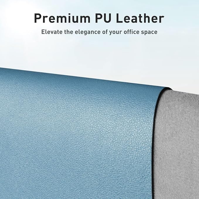 Aothia Faux Leather Desk Mat, Waterproof Desk Pad (Sky Blue, 36" x 17) | One large surface for your keyboard, laptop and mouse, reducing desktop clutter without a separate mouse pad