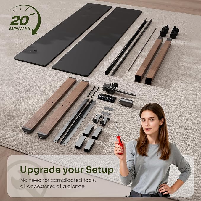 Monomi Electric Standing Desk 55”x24”, Height Adjustable Desk with Wheels | Sit Stand Up Desk for Home Office,Ergonomic Computer desk with Memory Preset and Anti-Collision,Headphone Hook, Black