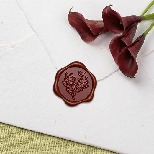 UNIQOOO Wax Seal Stickers - Eucalyptus Wedding Invitation Envelope Seal Sticker, 50 Pcs Self- Adhesive Deep Burgendy Stickers, Perfect for Invitation, Christmas, Gift Wrapping, Party