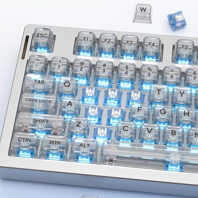 Zhouwang Outemu Keyboard Switches, 30 Pcs 3 Pin Ice Blue Keyboard Clicker Replacement Dustproof Mechanical Keyboards Switches for Gaming Keyboards and Clickers for 3D Prints