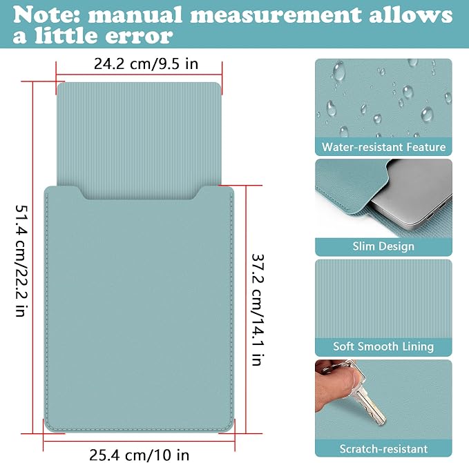 BVYA 15-16" Laptop Sleeve, PU Leather Laptop Case Compatible with MacBook Pro 16 2019-2021 M1 Pro M1 Max (A2485 A2141), Case Compatible with MacBook Pro 15 2010-2019 (A1990 A1707 A1398)
