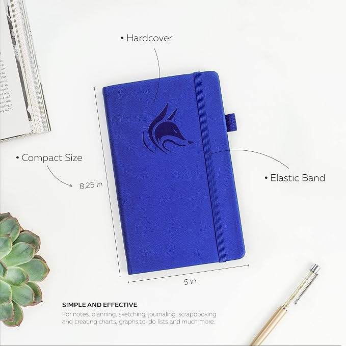 Clever Fox Dotted Notebook – Dot Grid Bullet Numbered Pages Hard Cover Notebook Journal With Thick 120g Paper and Pen Loop, Stickers, 3 Bookmarks, Smooth Faux Leather, 5'' x 8.25'' - Royal Blue