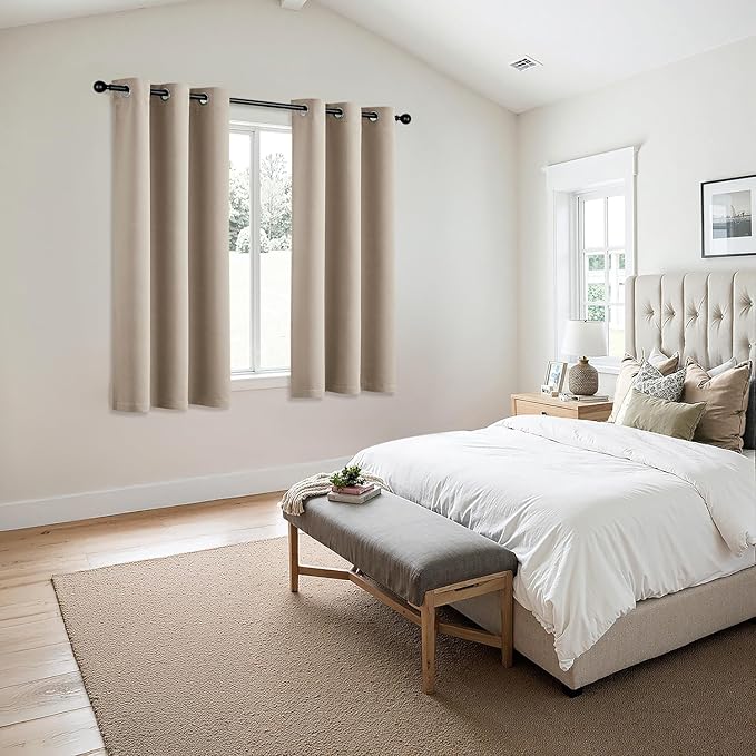 MIULEE Blackout Curtains for Bedroom Living Room 2 Panels, Thermal Insulated Room Darkening Drapes Grommet Noise Reducing Light Blocking Window Treatments 54 Inches Long 40x54 Inch Taupe