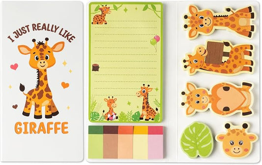 B1ykin Cute Sticky Notes Set - I Just Really Like Giraffe Self-Stick Notes Pad, 550 Sheets Writing Memo Pages Sticky Notepad for Teacher Appreciation Gifts, School Office Party Supplies (Giraffe)