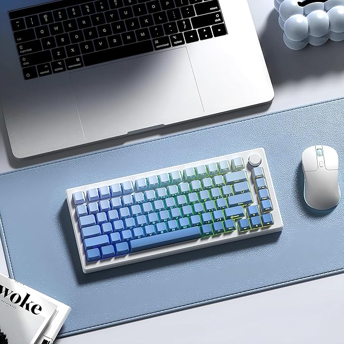 dagaladoo Double Shot PBT Keycaps Set, Shine Through Keyboard keycaps,Side Printed Custom Key caps 60% 75% 100%,OEM Profile Japanese keycap for Mechanical Keyboard MX Switch,Gradient Blue