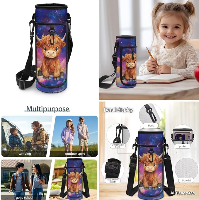 Doojoayie Highland Cow Backpack for Girls with Lunch Box Trendy Kids School Bag for Summer Elementary School Backpack for Boys 8-12 Lightweight Bookbag with Insulated Lunch Box