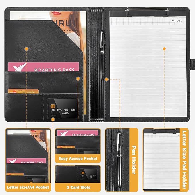 Padfolio Portfolio Clipboard Folder Pacific Mailer Resume Portfolio Folder Legal Document Organizer Legal Pad Holder for Interview School Business Office Conference