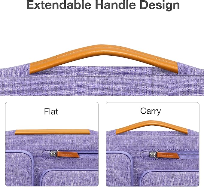 MOSISO 360 Protective Laptop Case 15 inch, 15 inch Laptop Sleeve Compatible with MacBook Air M4 M3 M2 2025 2024 2023, Dell XPS Plus, Side Open Carrying Case with 4 Zipper Pockets&Handle, Purple